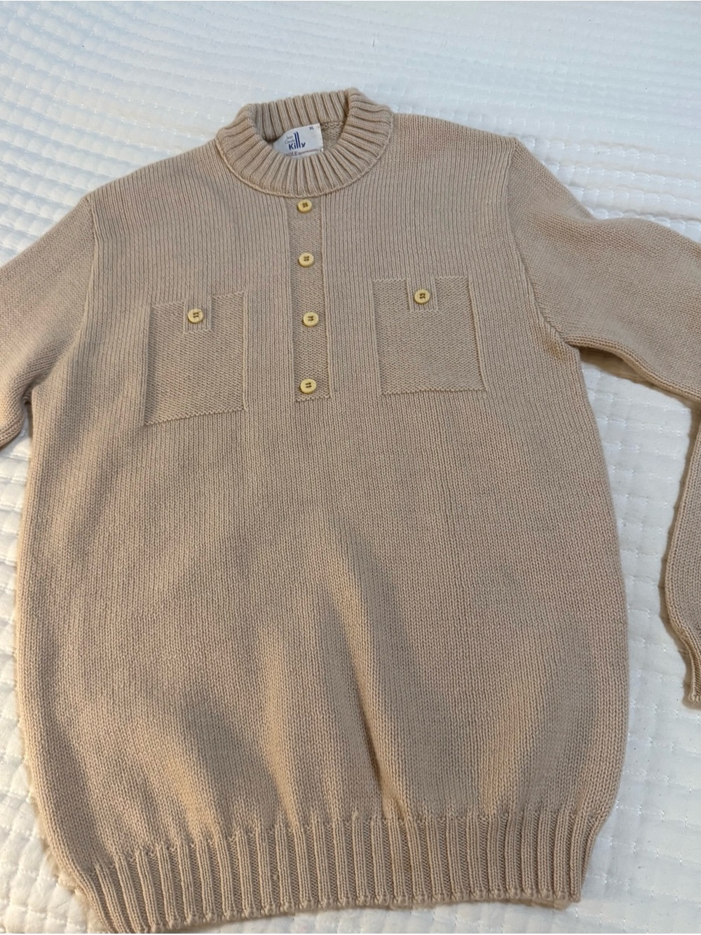 Vintage  Mens Jean Claude Killy for Eagle Shirtmakers tan wool sweater - XL.